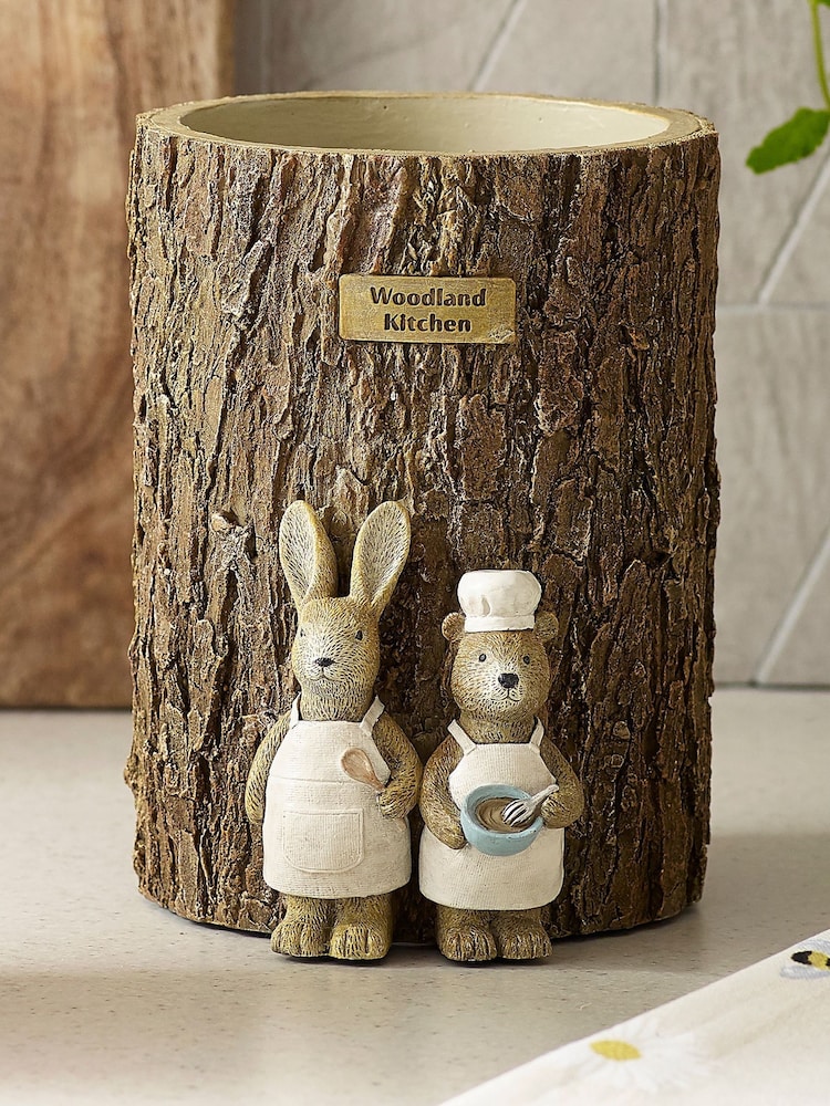 Natural Bertie Bear and Rosie Rabbit Utensil Pot - Image 2 of 4
