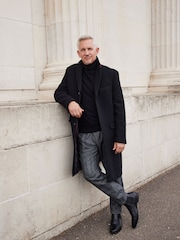 Black Signature Italian Wool Rich Epsom Overcoat With Cashmere - Image 1 of 6