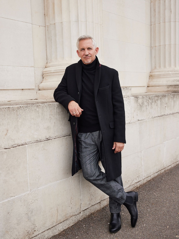 Black Signature Italian Wool Rich Epsom Overcoat With Cashmere - Image 1 of 6