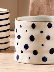 Set of 2 Navy Blue Spot and Stripe Mugs - Image 3 of 5