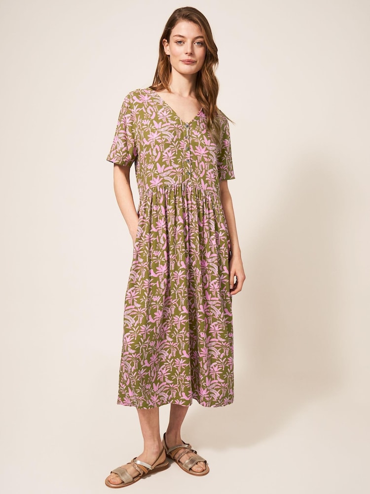 White Stuff Pink Elisa EcoVero Midi Dress - Image 1 of 7 White Stuff Pink Elisa EcoVero Midi Dress - Image 1 of 7