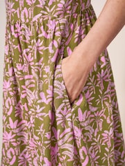 White Stuff Pink Elisa EcoVero Midi Dress - Image 4 of 7
