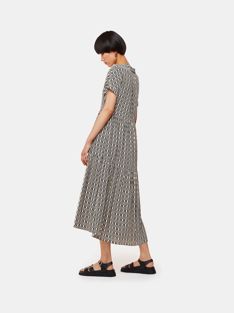 Whistles Black Link Check Trapeze Dress - Image 2 of 5