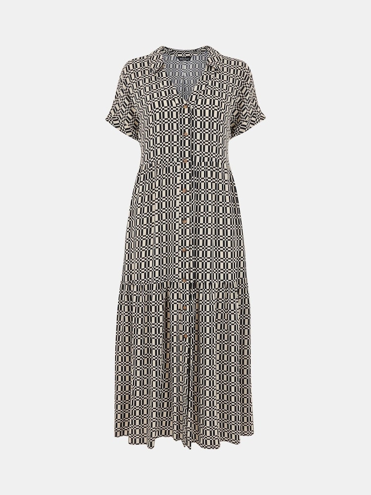 Whistles Black Link Check Trapeze Dress - Image 5 of 5
