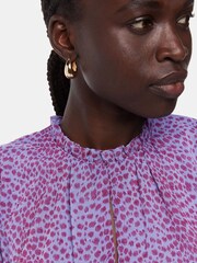 Whistles Purple Sketched Cheetah Print Frill Top - Image 4 of 4