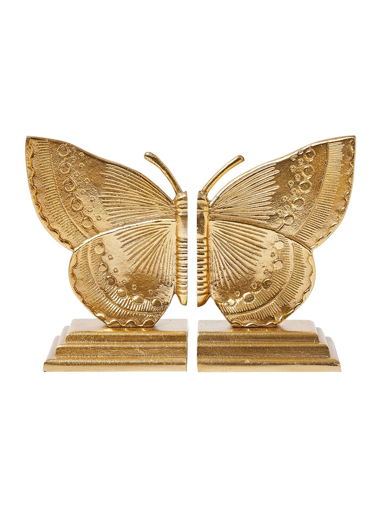 Oliver Bonas Gold Metal Butterfly Golden Metal Bookends - Image 4 of 4