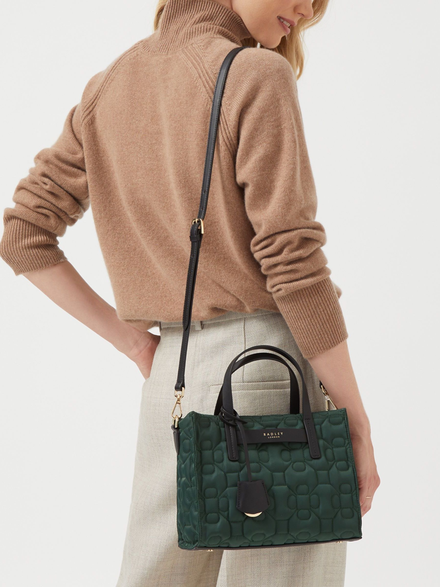 Buy Radley London Green Finsbury Park Flower Quilt Medium Ziptop Grab Bag from Next Luxembourg