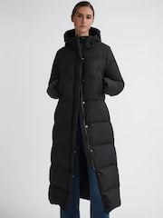 Reiss Black Tilde Longline Hooded Puffer Coat - Image 4 of 5