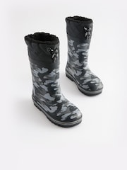 Monochrom mit Camouflagemuster - Thinsulate Warm gefütterte Gummistiefel mit Umschlagschaft - Bild 1 von 9