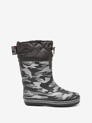 Monochrom mit Camouflagemuster - Thinsulate Warm gefütterte Gummistiefel mit Umschlagschaft - Bild 2 von 9