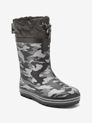 Monochrom mit Camouflagemuster - Thinsulate Warm gefütterte Gummistiefel mit Umschlagschaft - Bild 4 von 9