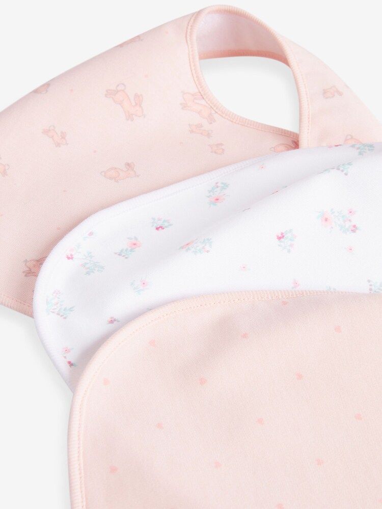 Pink Bunny 3 Pack Baby Bibs - Image 2 of 2