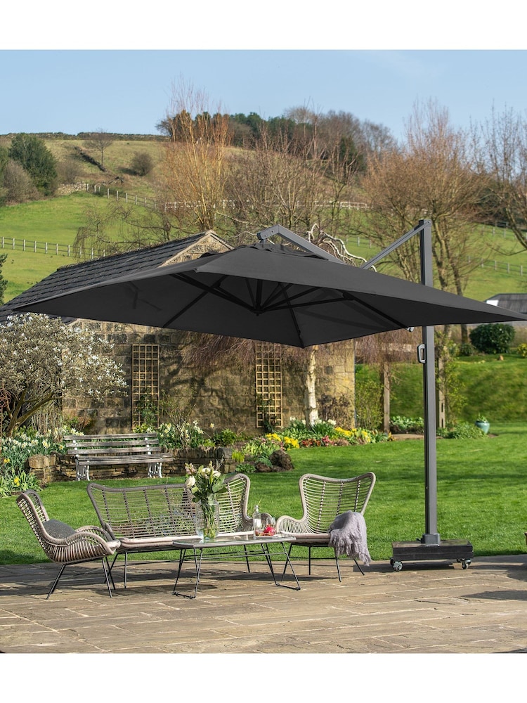 Pacific Black Garden Icon Premium 4mx3m Oblong Faded Parasol - Image 1 of 8