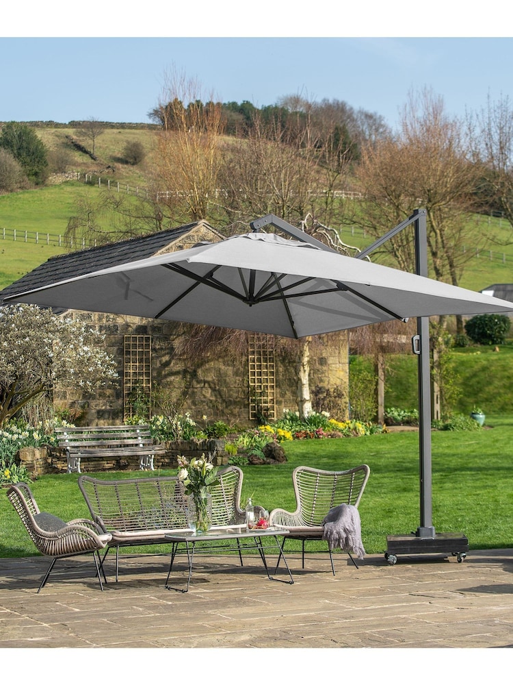 Pacific Grey Garden Icon Premium 4x3m Oblong Manhattan Parasol - Image 1 of 8