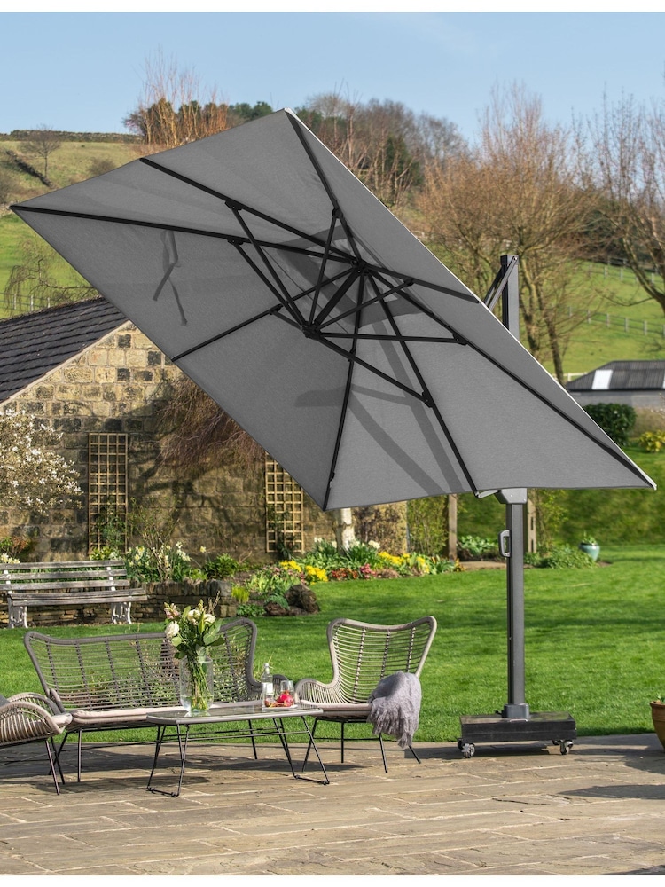 Pacific Grey Garden Icon Premium 4x3m Oblong Manhattan Parasol - Image 2 of 8