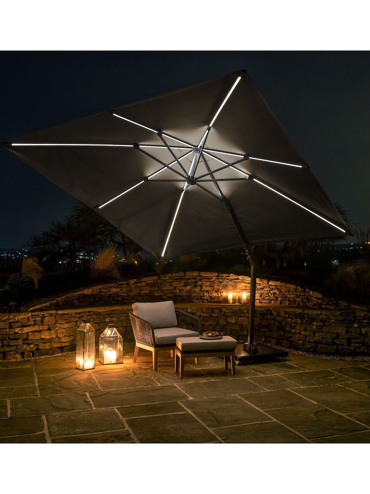 Pacific Grey Garden Glow Challenger T2 3m Square Anthracite Parasol - Image 1 of 7