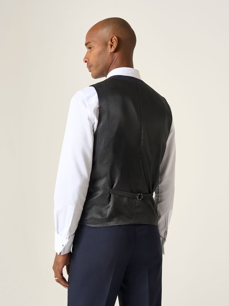 Skopes Blue Newman Check Tailored Fit Suit Waistcoat - Image 2 of 5