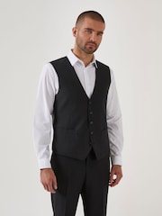 Skopes Black Romulus Sustainable Tailored Fit Suit Waistcoat - Image 1 of 4