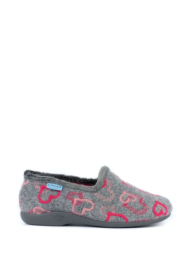 Lunar Grey Jolly Heart Full Slippers - Image 1 of 4
