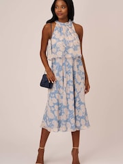 Adrianna Papell Blue Floral Chiffon Popover Dress - Image 3 of 6