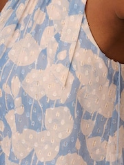 Adrianna Papell Blue Floral Chiffon Popover Dress - Image 4 of 6