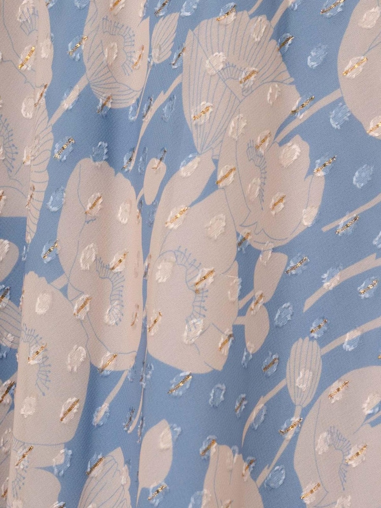 Adrianna Papell Blue Floral Chiffon Popover Dress - Image 6 of 6
