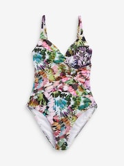 Multi Floral Ruched Tummy Control Wrap Swimsuit - Image 6 of 7