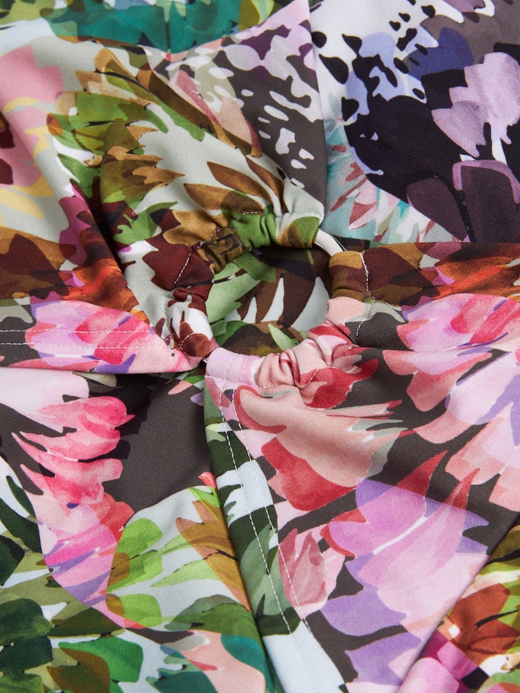 Multi Floral Ruched Tummy Control Wrap Swimsuit - Image 7 of 7