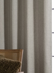 Grey Herringbone Weave Lined Eyelet Curtains - Image 3 of 7