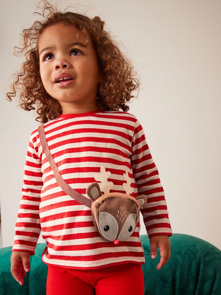 Red Red Reindeer Long Sleeve Bag Tshirt and Leggings (3mths-7yrs) - Image 1 of 7