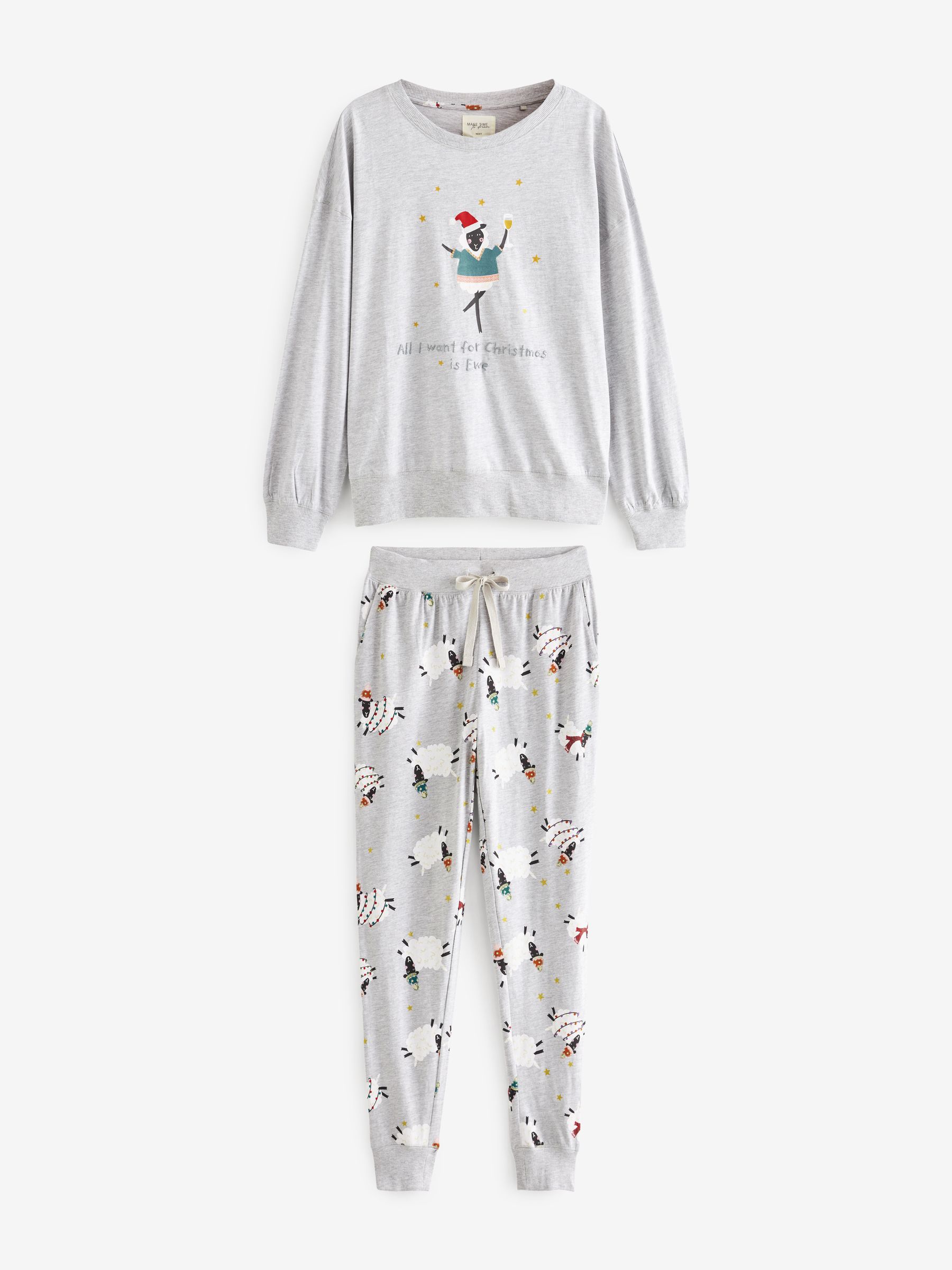 Buy Grey Sheep Matching Family Womens Jersey Pyjamas from Next Luxembourg