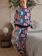 Navy Blue HoHoHo Matching Family Womens Cosy Pyjamas - Image 1 of 8