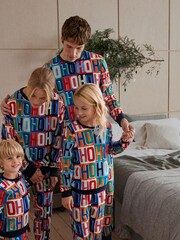 Navy Blue HoHoHo Matching Family Womens Cosy Pyjamas - Image 2 of 8