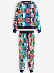 Navy Blue HoHoHo Matching Family Womens Cosy Pyjamas - Image 5 of 8