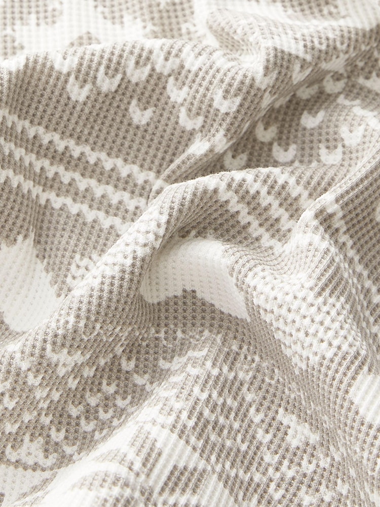 Grey Fairisle Pattern Waffle Cotton Long Sleeve Pyjamas - Image 11 of 11