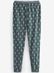 Blue Foil Leaves Cotton Long Sleeve Pyjamas - Image 7 of 8