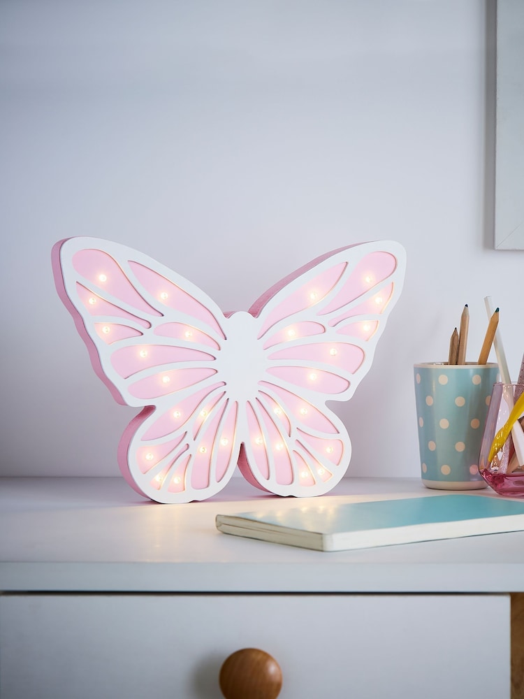 glow White Wooden Butterfly Table Light - Image 1 of 6