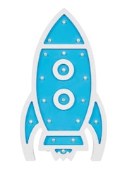 glow Blue Wooden Rocket Table Light - Image 3 of 4