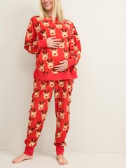 Red Reindeer Matching Family Womens Maternity Cosy Pyjamas - Image 1 of 8