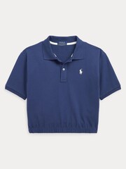 Polo Ralph Lauren Girls Blue Cropped Polo - Image 1 of 2