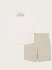 Monsoon Green Smart Shorts Bowtie and Shirt Set - Image 1 of 3