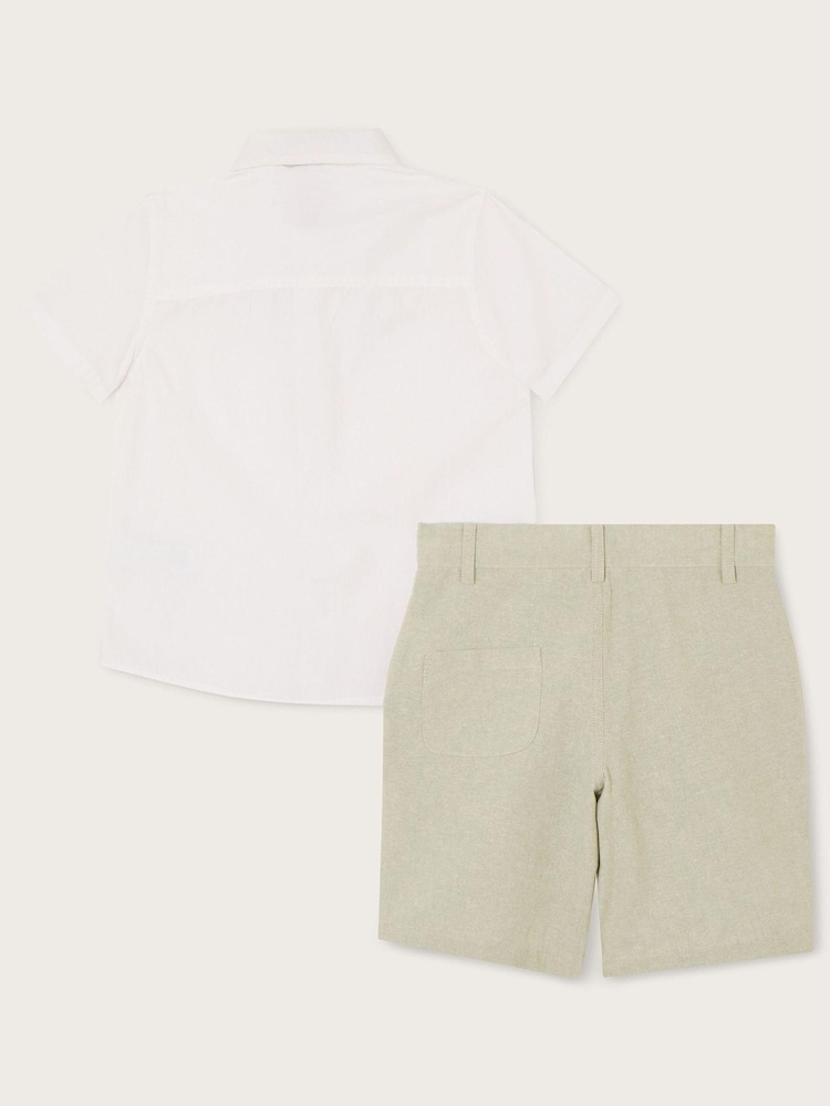 Monsoon Green Smart Shorts Bowtie and Shirt Set - Image 2 of 3