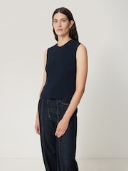 Jigsaw Light blue Cotton Blend Crew Neck Tank - Image 1 of 6