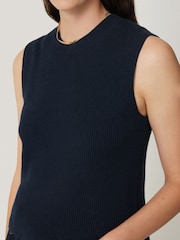 Jigsaw Light blue Cotton Blend Crew Neck Tank - Image 2 of 6