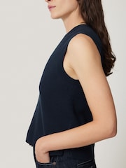 Jigsaw Light blue Cotton Blend Crew Neck Tank - Image 4 of 6