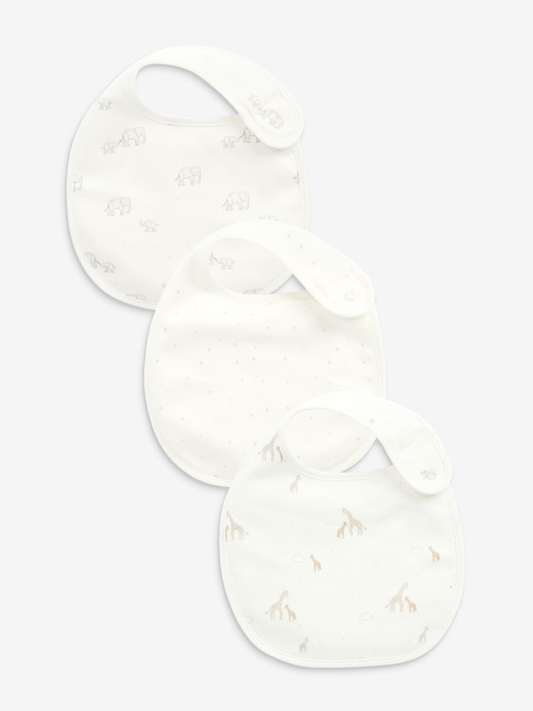 Delicate White Animal 3 Pack Regular Bibs - Image 1 of 4
