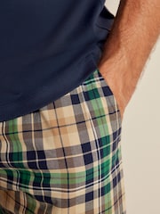 Navy Blue/Stone Natural Check Lightweight Pyjamas Set - Image 4 of 6