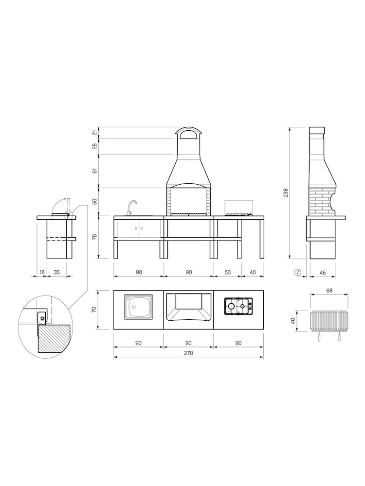 Palazzetti Grey Marbella Outdoor BBQ Kitchen - Image 2 of 2
