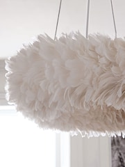 White Lipsy Feather Chandelier Ceiling Light - Image 4 of 5