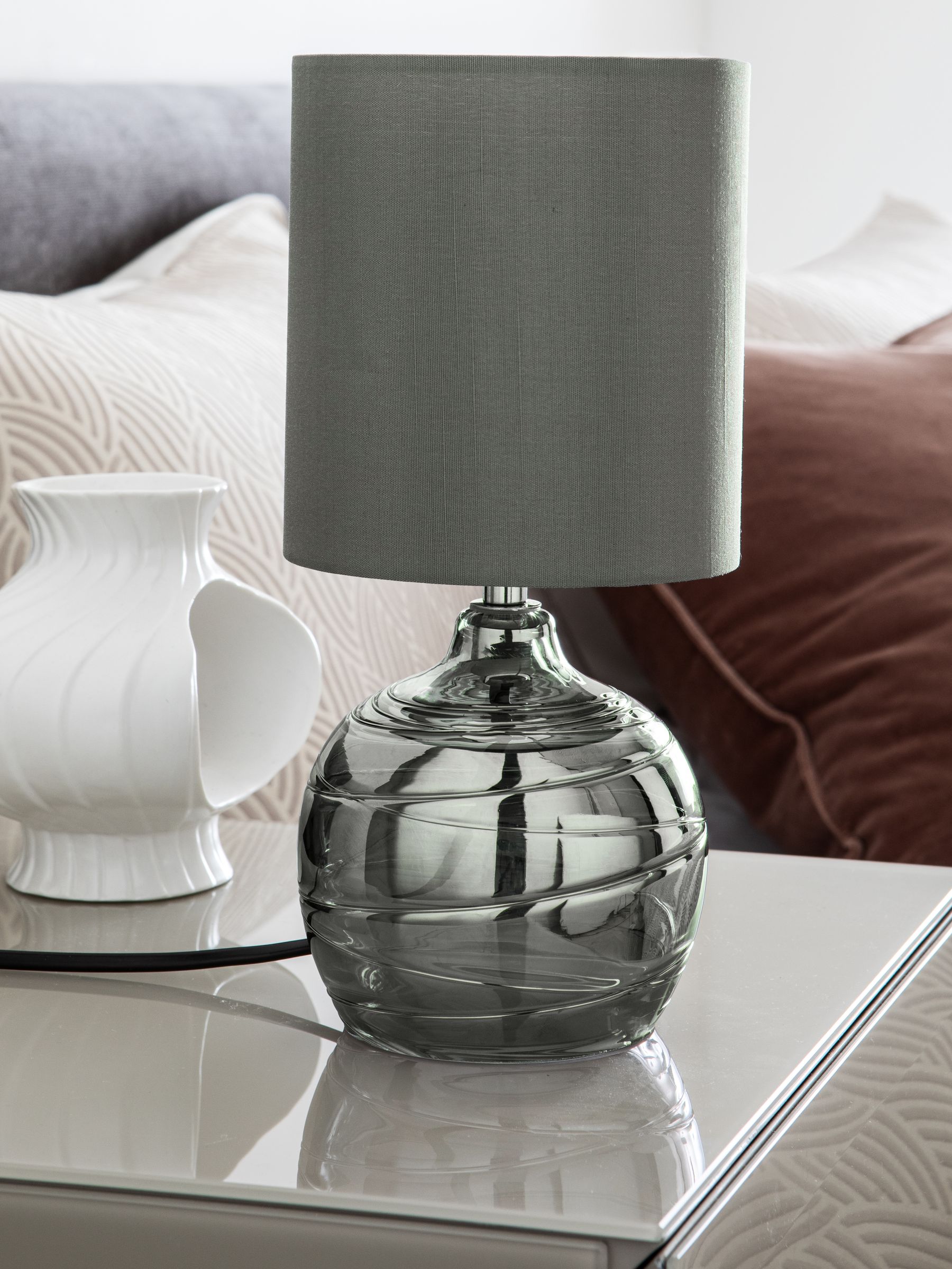 Buy Smoke Grey Drizzle Table Bedside Lamp from the Next UK online shop